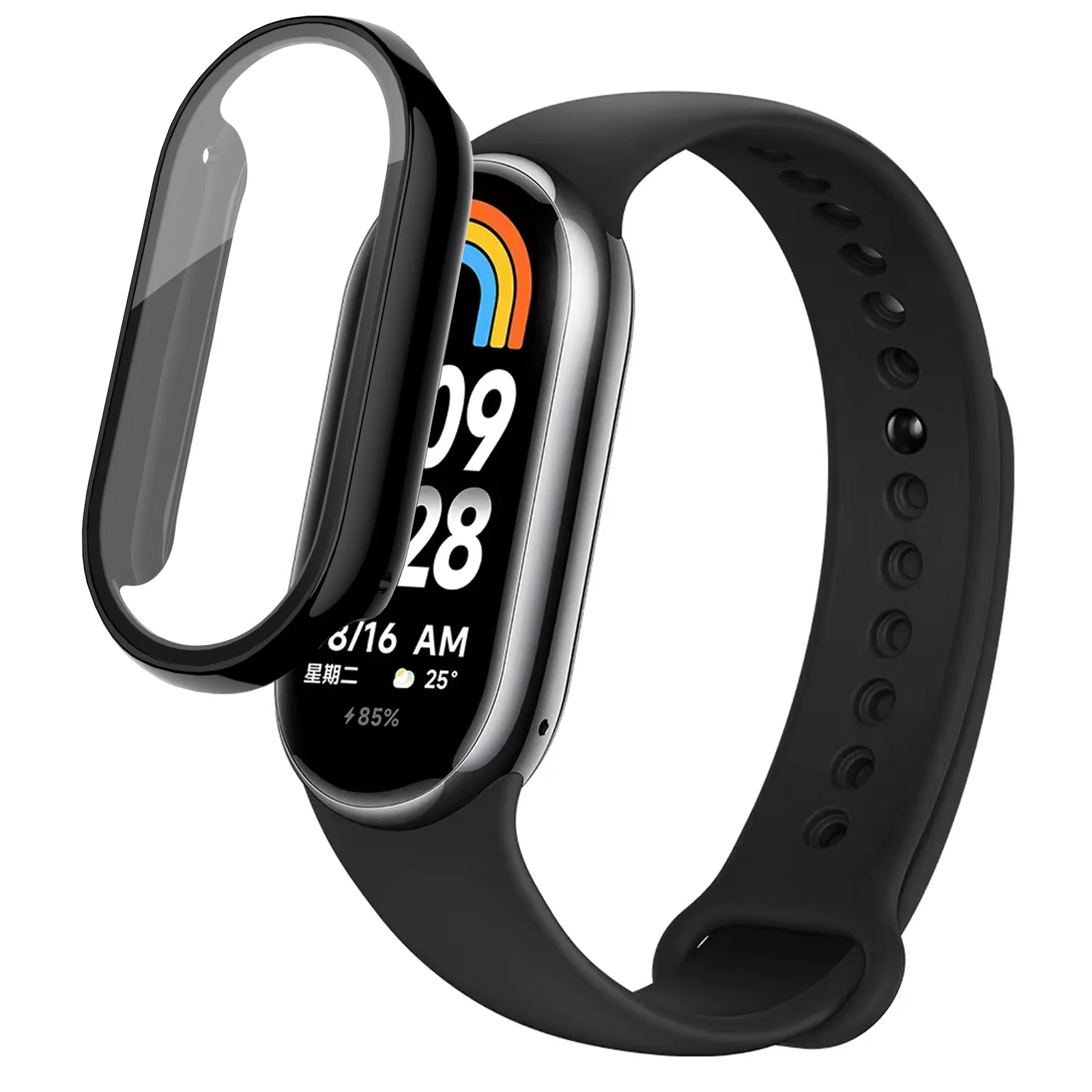 PC-Gehäuse gehärtetes Glas für Xiaomi Mi Band 8 Abdeckung stoß feste volle harte Displays chutz folie für Xiaomi Mi Band8 Miband 8 Zubehör Image