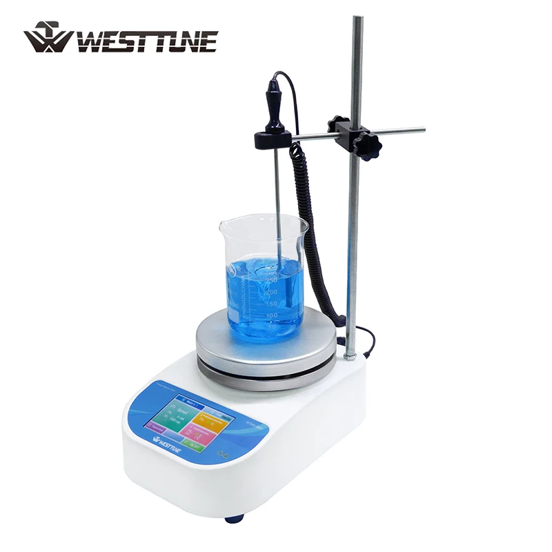 WESTTUNE Berührbarer LCD-Bildschirm-Magnetrührer mit Heizplatte und Programmeinstellungsfunktion, 5,5-Zoll-Heizplatte, maximale Geschwindigkeit 1500 U/min Image