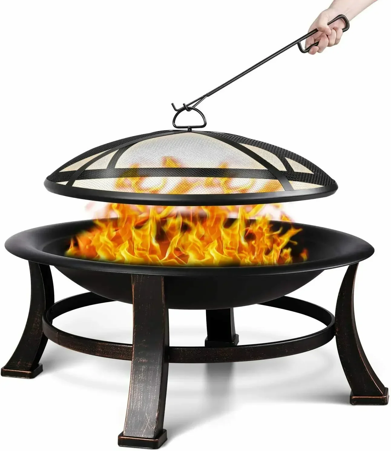 Feuerschale mit Funken schutz Kamin Garten Feuerstellen Grill Grill Feuer korb Grill Image