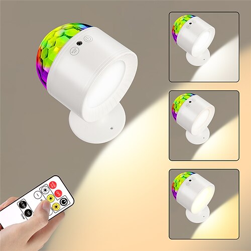 LED-Wandleuchten Strahler Fernbedienung dreifarbig Doppelkopf kleine magische Kugel Atmosphäre Lampe kreative Nachtlampe Regenbogen Projektion kleine magische Kugel USB-Aufladung Festival Party Image
