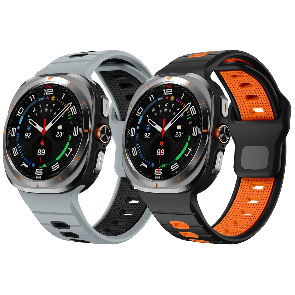 Sport Zweifarbiges Armband für Samsung Galaxy Watch Ultra 47 mm Ersatzarmband Armband Armband für Galaxy Watch Silikonband Image