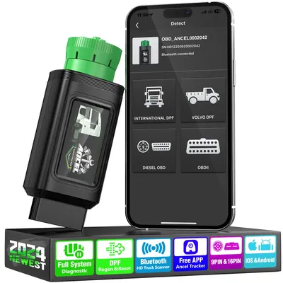 ANCEL HD120 Bluetooth Diesel Heavy Duty Truck Scanner for Volvo/International 9/16 Pin All System