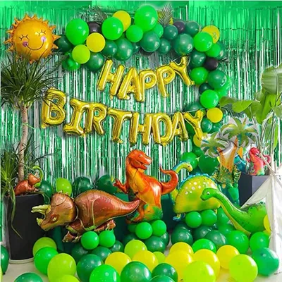 Jungle Balloons 43pcs Dinosaur Birthday Party Decor Set with Dinosaurs Balloon Happy Birthday