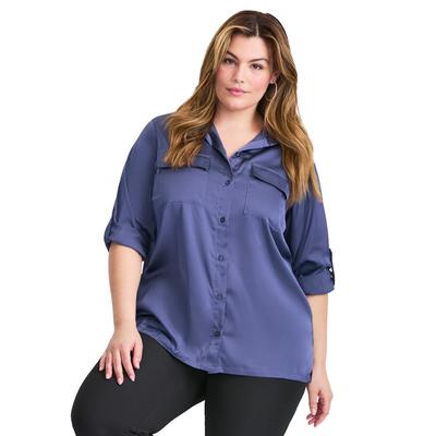 Plus Size Women's Utility Shirt by Avenue in Deep Dusk (Size 34/36)