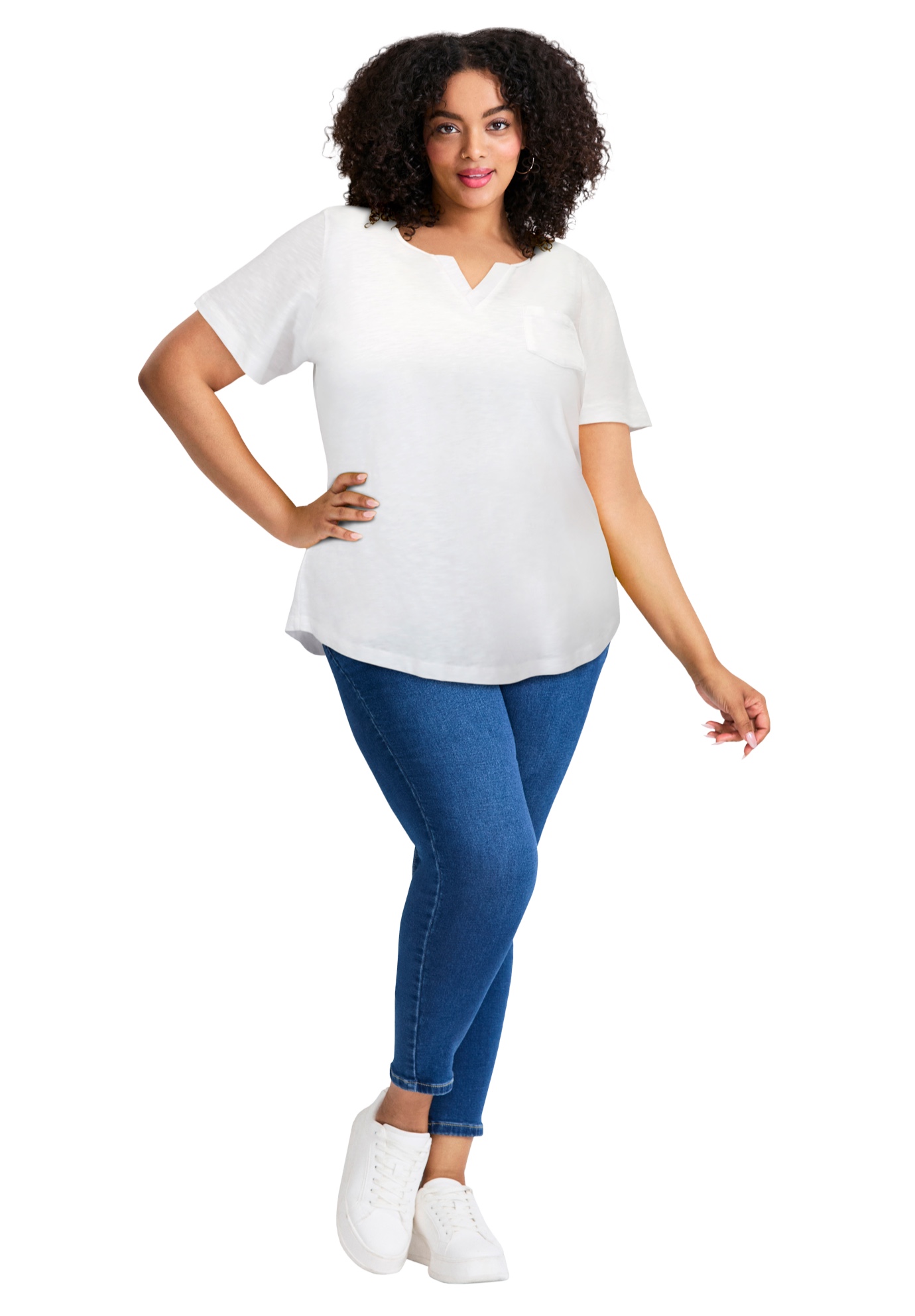Plus Size Women's Short Sleeve Pocket Tee by Avenue in White (Size 16)