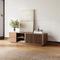 Mid-Century Modern TV Stand, Louvered Wood Entertainment Center with Slatted Doors, Open Storage,62.99"
