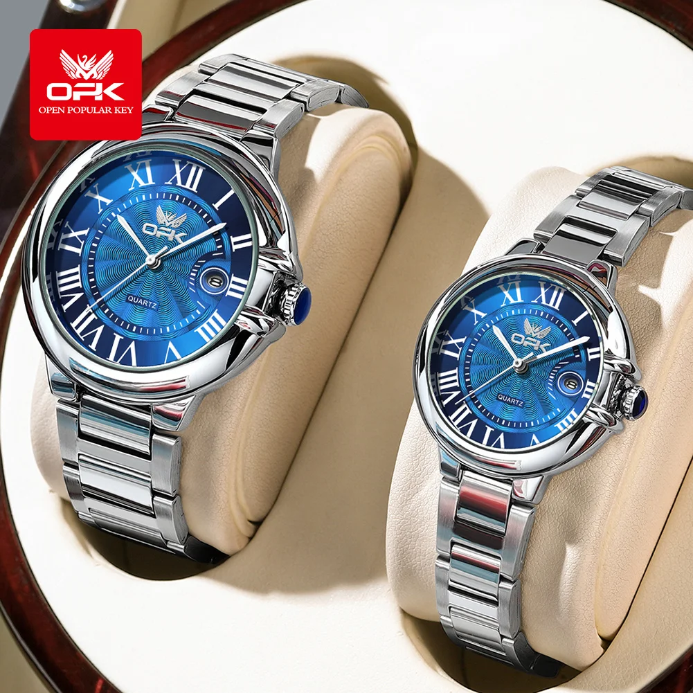 OPK 6039 Paaruhr, tief wasserdicht, Kalender, Damen-Handuhr Image