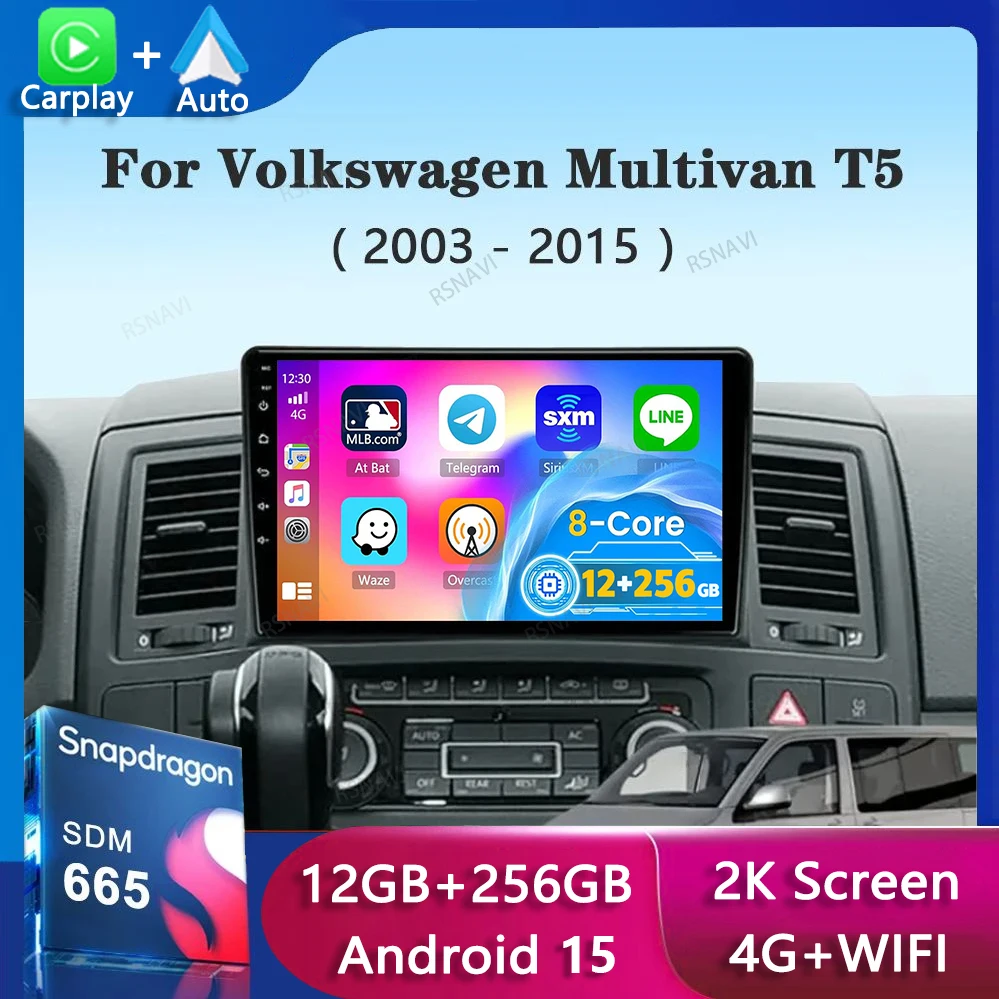 Android 15 Für Volkswagen Multivan T5 2003 2004 -2015 Auto Radio Navigation Multimedia Player Stereo GPS WiFi + 4G DSP Carplay + Auto Image