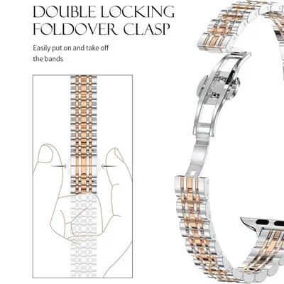 Dünnes Armband für Apple Watch, 41 mm, 40 mm und 38 mm Edelstahl-Kettenarmband für iWatch-Armband 10 Image