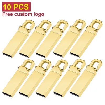 10 TEILE/LOS Gold Metall USB-Stick 128 GB Kostenloser Individuelles Logo Memory Stick 64 GB 100% Image