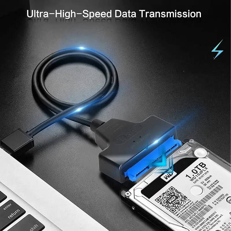 SATA auf USB 3.0/2.0/Typ-C-Adapter, SATA-Kabel, bis zu 6 Gbit/s, unterstützt 2,5 Zoll externe HDD SSD-Festplatte, 22-poliges SATA III-Kabel Image