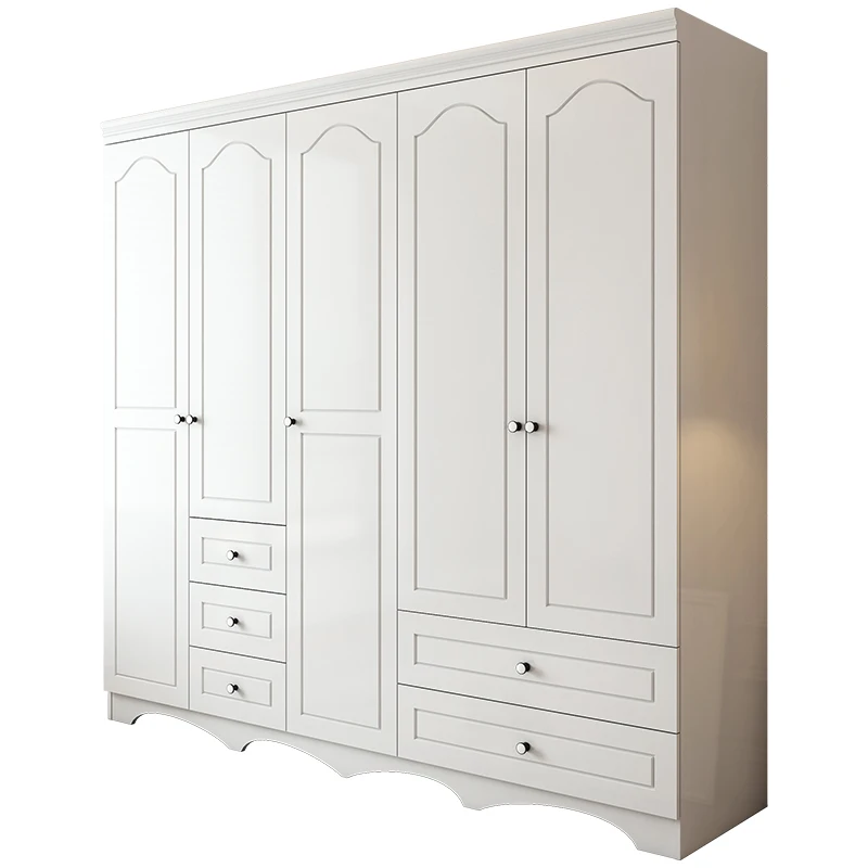 Kleiderschrank, Zuhause, Schlafzimmer, europäisch, cremeweiß, Holz, Mädchenschrank, dreitüriger Kleiderschrank, kleine Wohnung, Prinzessinnen-Kleiderschrank Image