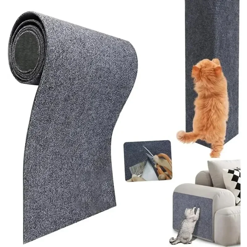 Selbstklebende Katzenkratzmatte, zuschneidbarer Katzenteppich, Katzenkratzbaum, Teppich, verhindert Kratzer der Katze, Möbelschutz, Katzenspielzeug Image