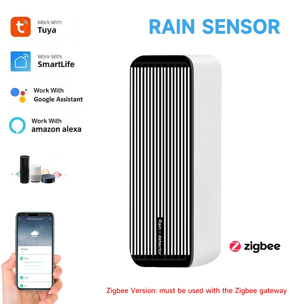 Tuya ZigBee Regen Sensor Tuya Regen Erkennung Sensor Smart Home Echtzeit APP Benachrichtigungen Home Automation Smart Life Geräte Image