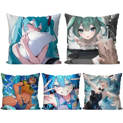 1pc H-Hatsune M-Miku Sänger Anime Kissen Fall Quadrat Kissen Schlafzimmer Sofa Freizeit Komfort Auto Image
