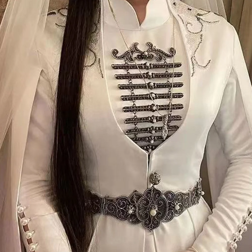 Eleganter kaukasischer Gürtel, Brustpanzer-Set, türkische Braut, Hochzeit, Schmuck, Retro-Goldfarbe, rot, grün, Kristallperlengürtel