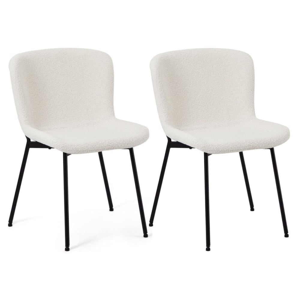 Lot de 2 chaises en tissu bouclé blanc
