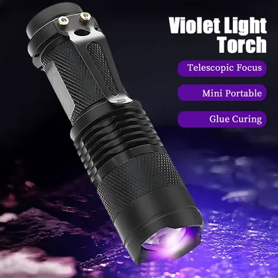 UV Flashlight LED Ultraviolet Torch 365/395nm Mini Ultraviolet Torch Portable Inspection Lamp for