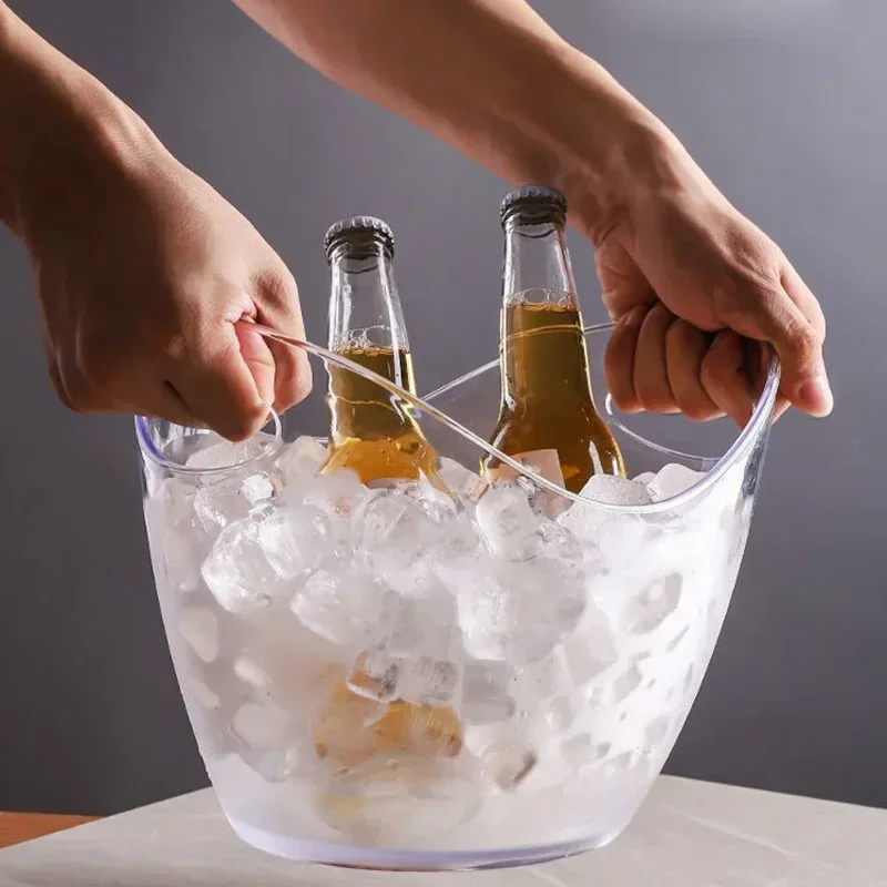 Seau de stockage de glaçons Transparent 4L, seau de bière, de vin, de Bar, récipient de boîte à glace, de Champagne, de vin, de Champagne, refroidisseur de bière