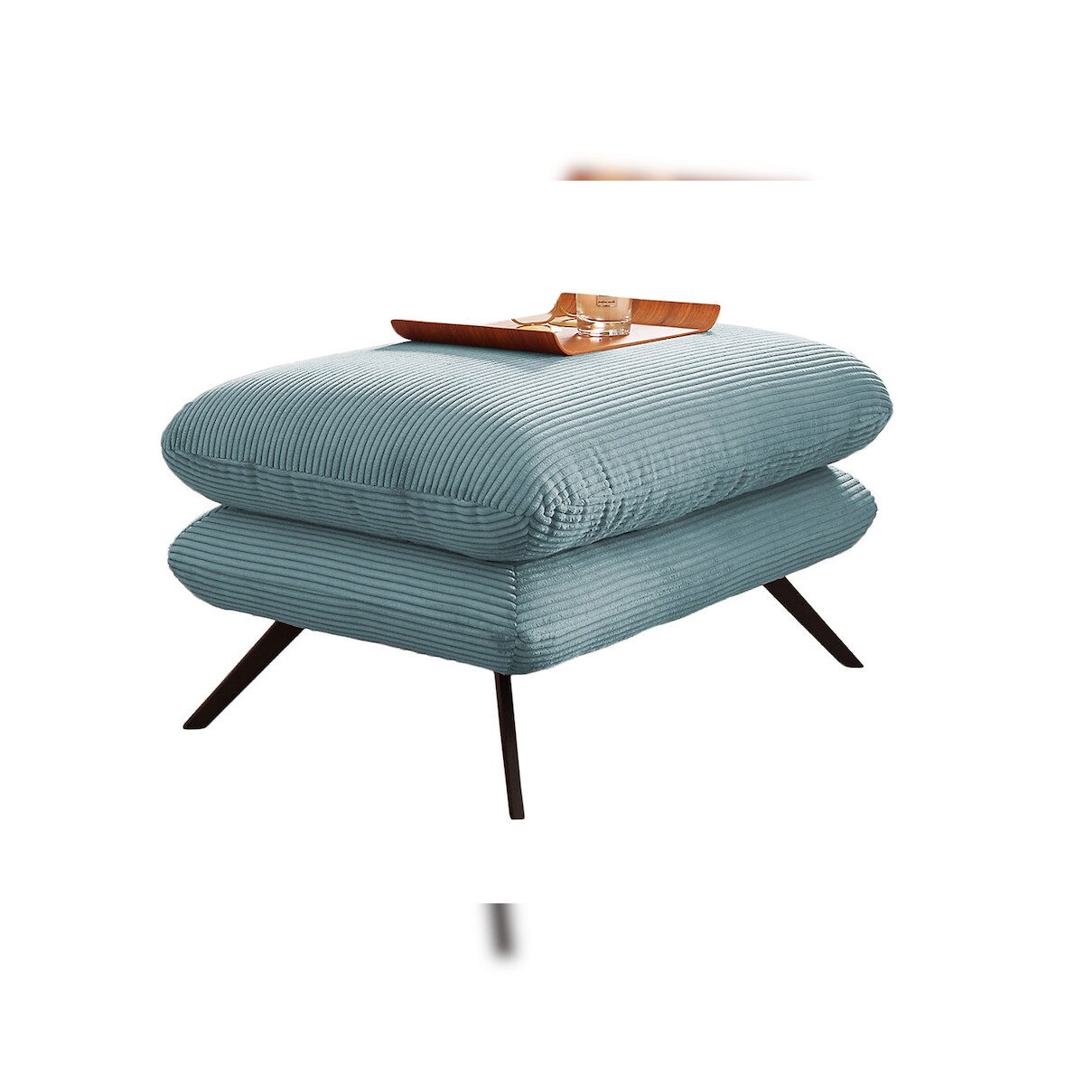 KAWOLA Hocker CHARME Hockerbank groß Cord hellblau Image