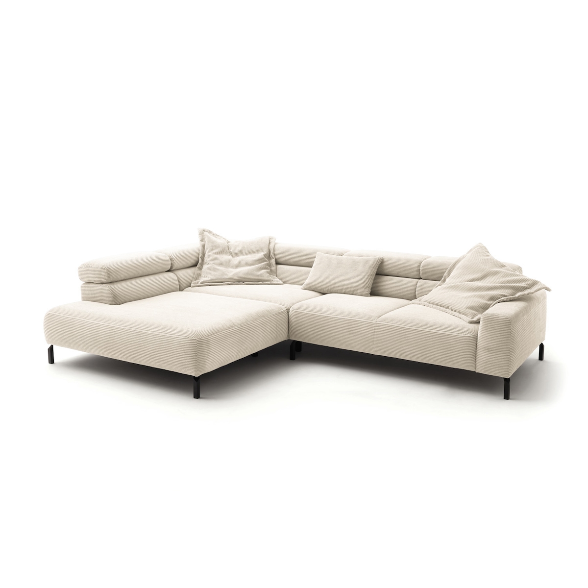 KAWOLA Sofa DELIA Ecksofa Cord cremeweiß Recamiere links Image