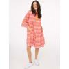 Sommerkleid ZWILLINGSHERZ ""Joyful"", Damen, Gr. LXL (L/XL), N-Gr, pink, Obermaterial: 100% Baumwolle, modisch, bequem kniefrei, V-Ausschnitt, 3/4-Ärmel, Kleider, mit Tasseln, Trompeten Ärmeln und Eingriffstaschen