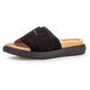 Pantolette GABOR, Damen, Gr. 44, schwarz, Ziegenveloursleder, unifarben, sportlich, Schuhe, Plateau, Sommerschuh, Schlappen mit großer Zierschnalle