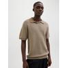 Rundhalspullover JACK & JONES "JPRCCEASTON KNIT SPLIT NECK SS SN", Herren, Gr. M, braun (rain drum), Strick, Obermaterial: 100% Baumwolle, unifarben, modisch, regular fit normal, Kurzarm, Pullover