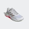 Tennisschuh ADIDAS PERFORMANCE "COURTJAM CONTROL 3", Gr. 38, cloud weiß, iron metallic, lucid rot, Textil, Synthetik, sportlich, Schuhe, geeignet für Hartplatz und Sandplatz