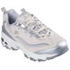 Sneaker SKECHERS "D'LITES-CHROMATIC", Damen, Gr. 39, silber (natur, silberfarben), Lederimitat, Textil, metallic, modisch, Schuhe, Plateausneaker, Schnürschuh mit Metallic Einsätzen