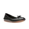 Ballerina CLARKS "Freckle Ice", Damen, Gr. 37, schwarz (schwarz leather), Leder, casual, Schuhe, Slipper, Flats, Flats, Slipper mit Schleifchen