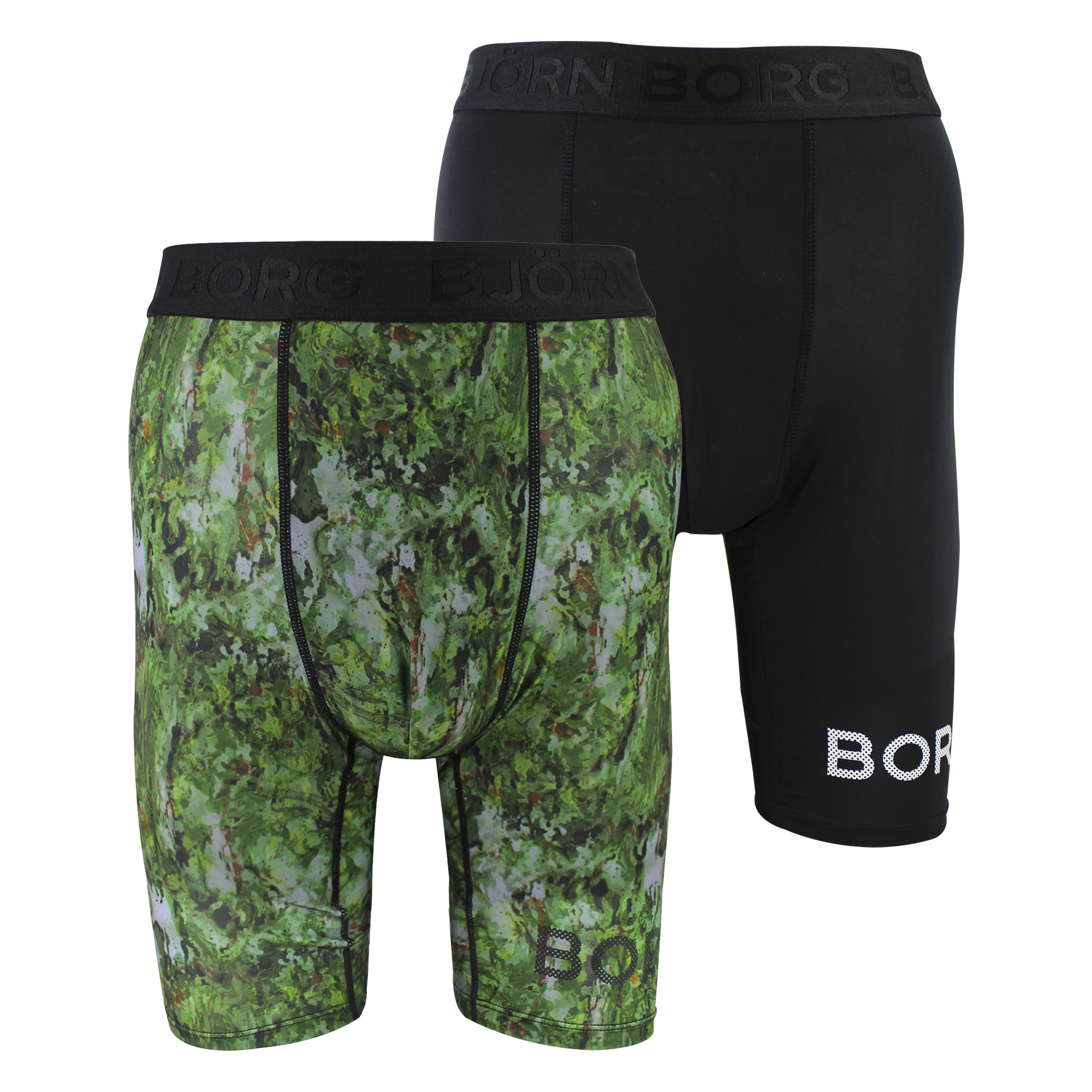 Bjorn Borg Mens 2 Pack Performance Moisture-wicking Boxers With Long Leg for Men - Green - Size Medium | Bjorn Borg Sale | Discount Designer Brands