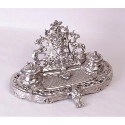 Estabrook Metal Decorative Double Inkwell