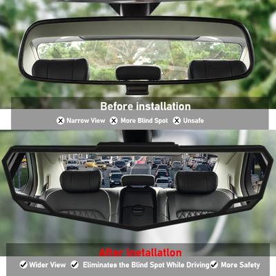 TEMU Universal Hd Clip-on Panoramic Rearview Mirror - Wide-angle View, Minimizes Blind Spots - Driving Safety For All Vehicles, Blind Spot Mirror Image