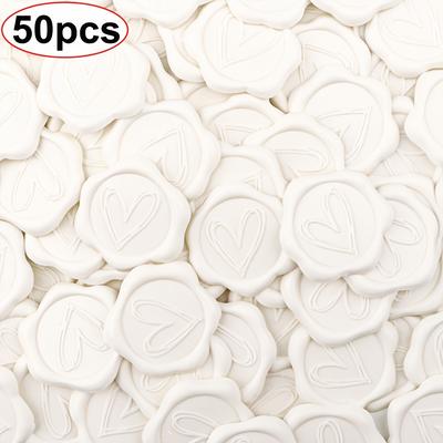 TEMU 50//150pcs Heart Wax Seal Stickers, Self-adhesive Plastic Envelope Seals For Wedding, Birthday, Christmas - Green, Beige, White Image