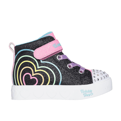 Skechers Girl's Twinkle Toes: Heart Steps - Heart Glow Sneaker | Size 7.0 | Black | Synthetic/Textile