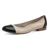 Ballerina TAMARIS, Damen, Gr. 38, beige (hellbeige kombiniert), Leder, Lederimitat, klassisch, Schuhe, Blockabsatz, Businessschuh, Schlupfschuh mit Elastikeinfass
