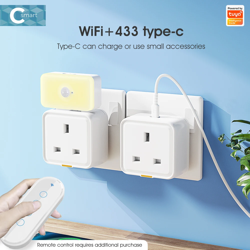 RF433 UK Smart Stecker Mit Typ C Port Tuya Smart Home 16A 3500W Timing WIFI Stecker Steckdose für Klimaanlage Alexa Google Image