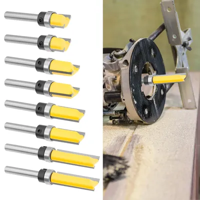 4/8 Pcs Muster Flush Trim Router Bit Set Hartmetall Lager Router Bits Präzision Fräsen Holzbearbeitung Cutter Werkzeug für Holz BIT Bit