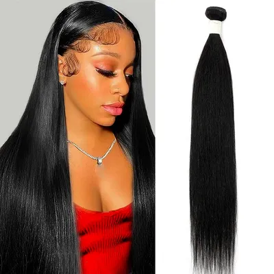 Brazilian Straight Human Hair Bundles Extensions 50g For Women Brazilian hair Bundles Deals Raw Hair Natural Black 10-26 Inch