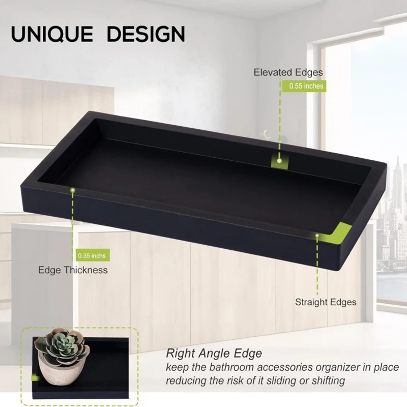 Ablagefach für Badezimmer, Theke, Silikon, Badezimmer-Waschtisch-Tablett, bruchsicher, langlebig, rechteckig, Badezimmer-Tablett, Seifenspender-Tablett