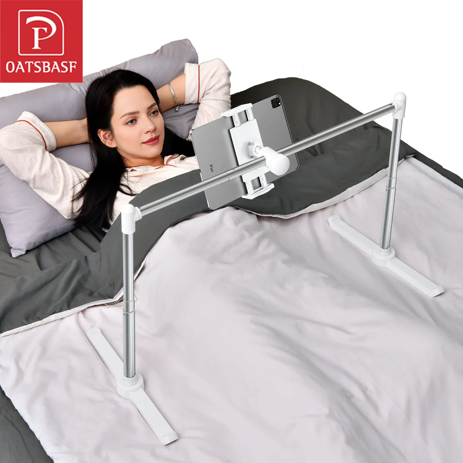 Oatsbasf Tablet-Ständer für Betts ofa zum Ablegen von Tablet-Haltern mit 360 °-Dreh klemme Freisprech-Ständer für 4.5 ~ 12.9 ''iPad-Schalter Image