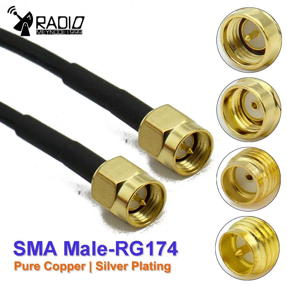 RG174 SMA auf SMA Kabel Stecker auf Stecker Verlängerung Jumper Pigtail Stecker Adapterkabel mein SMA Antennenkabel für WIFI 3G 4G GSM Antenne Image