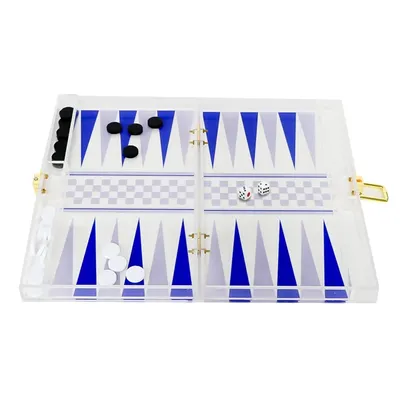 Backgammon-Brettspiel-Reiseset, tragbares Strategie-Brettspiel zum Spielen von Würfelbechern Image