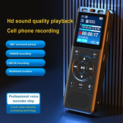 8GB/16GB Digital Voice Recorder Voice Activated Dictaphone with Playback Recording Device Noise