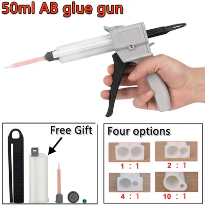 50ml Two Component AB Epoxy Sealant Glue Gun1:1 4:1 10:1 Applicator Glue Adhensive Squeeze Mixed