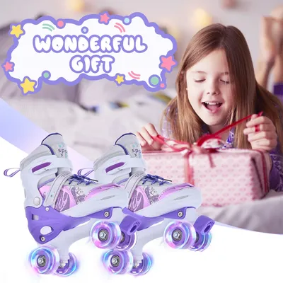 Roller Skates for Girls Boys for Kids 4 Size Adjustable Light Up kids roller skates girls roller