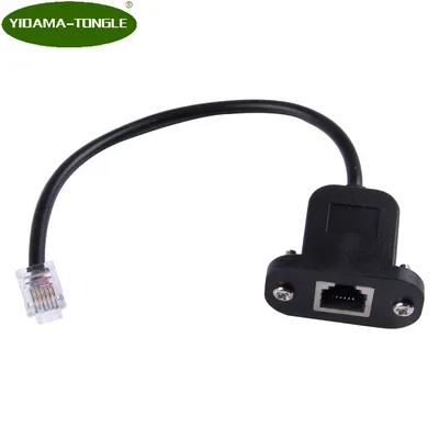 25cm rj12 6p6c telephone female socket to male adapter jumper lan network ethernet bulkhead panel