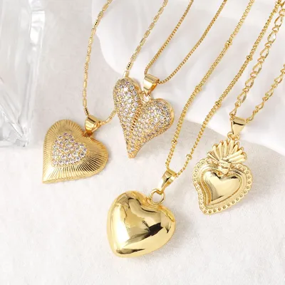 ASJEWELRY Clear Crystal Bubble Heart Necklaces for Women Gold Plated Jewelry Valentine Gifts nkez84