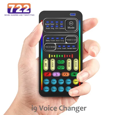 i9 Voice Changer Mini Multiple Audio Effect Bluetooth-Compatible Live Sound Cards Portable Live